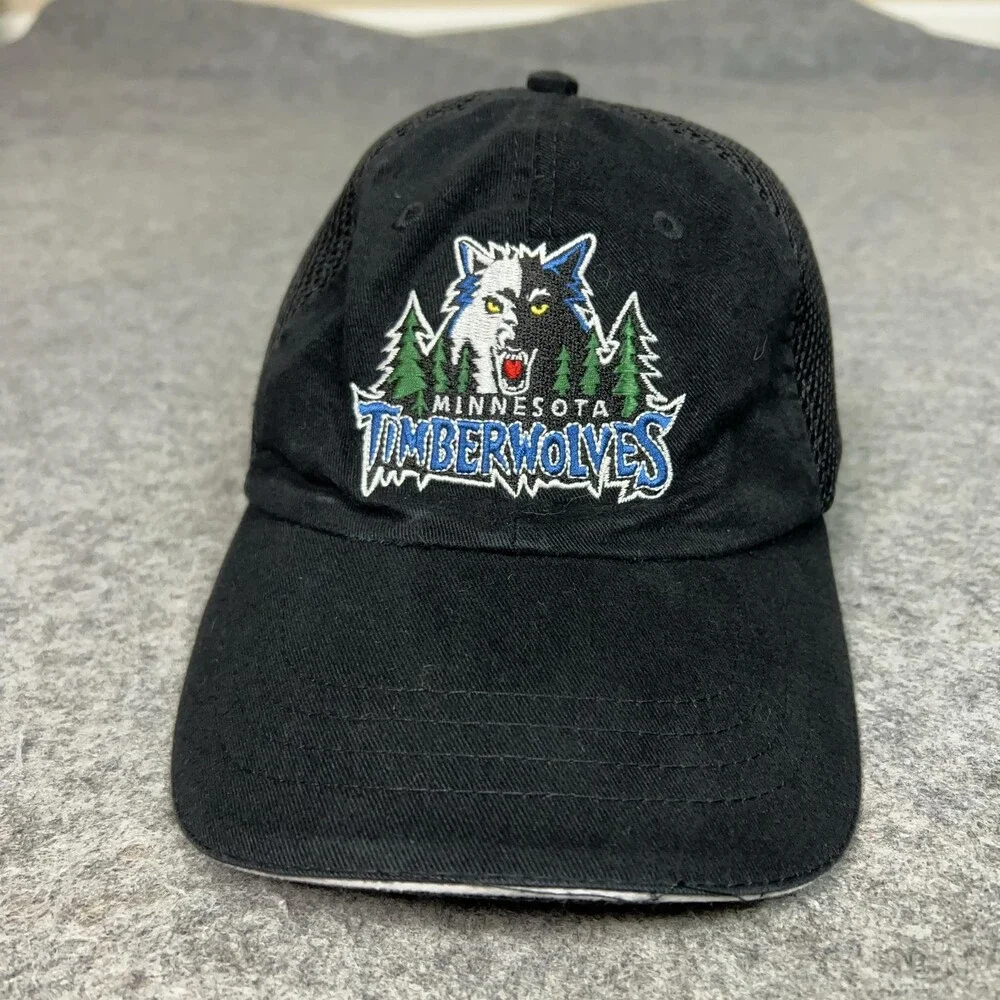 Minnesota Timberwolves Hat Cap‎ Strap Back Black Mesh NBA Basketball Mens Sport